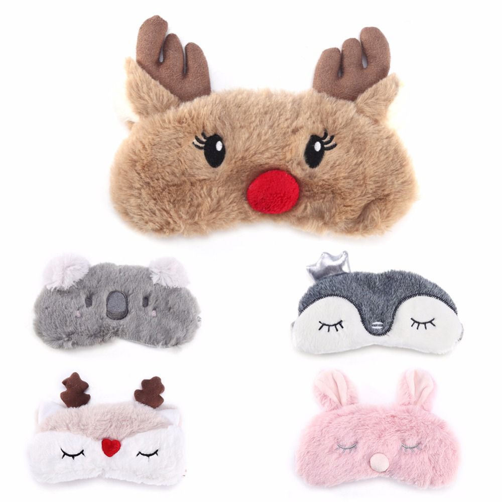 Christmas Deer Anti Snoring Cartoon Sleep Mask,Cute animal patterns Eye Cover,Super Soft Eye Blindfold Sleeping Mask