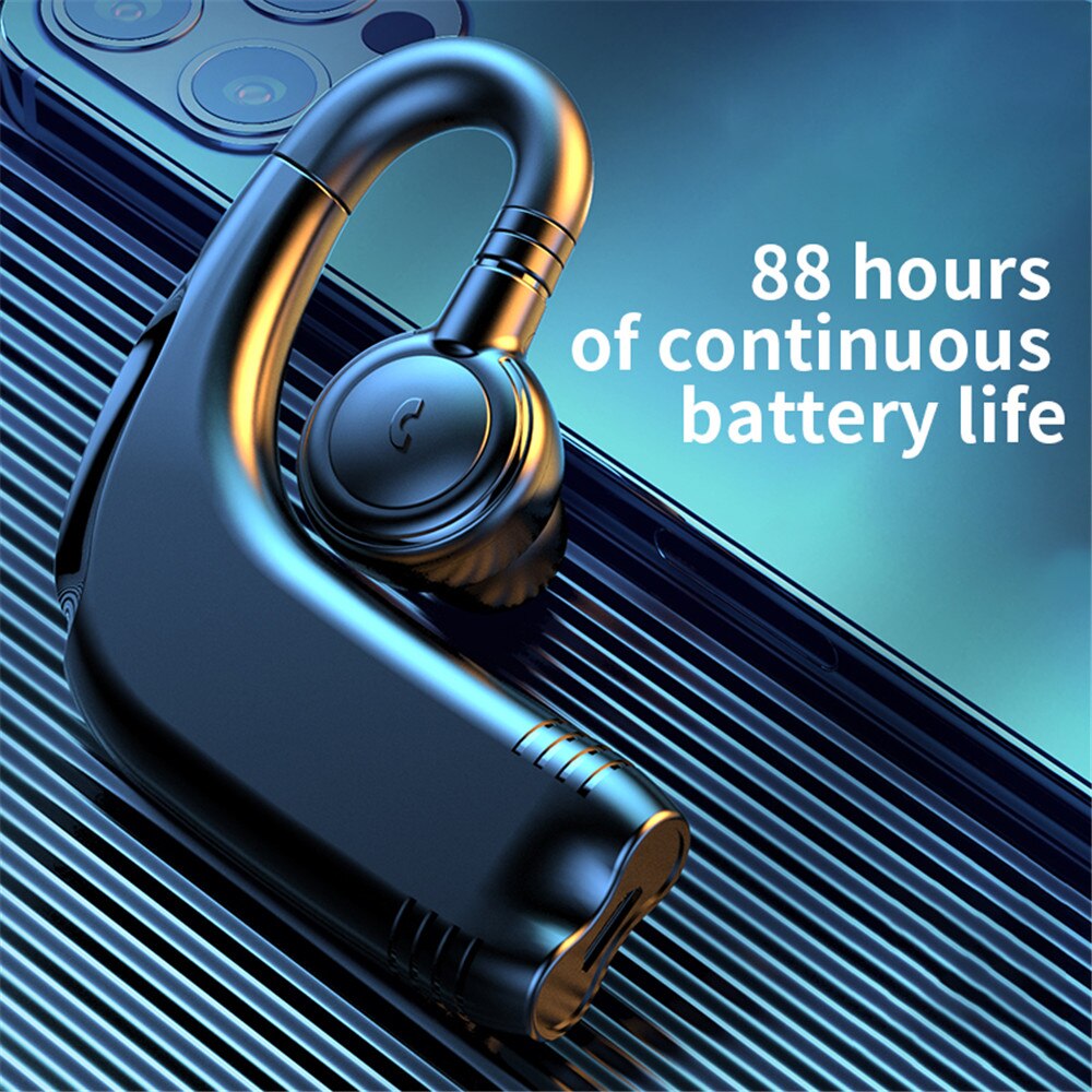 Enkele Oorhaak Lange Standy Capaciteit Headset Bluetooth 5.2 Draadloze Hoofdtelefoon Business Sport Muziek Oortelefoon Met Microfoon