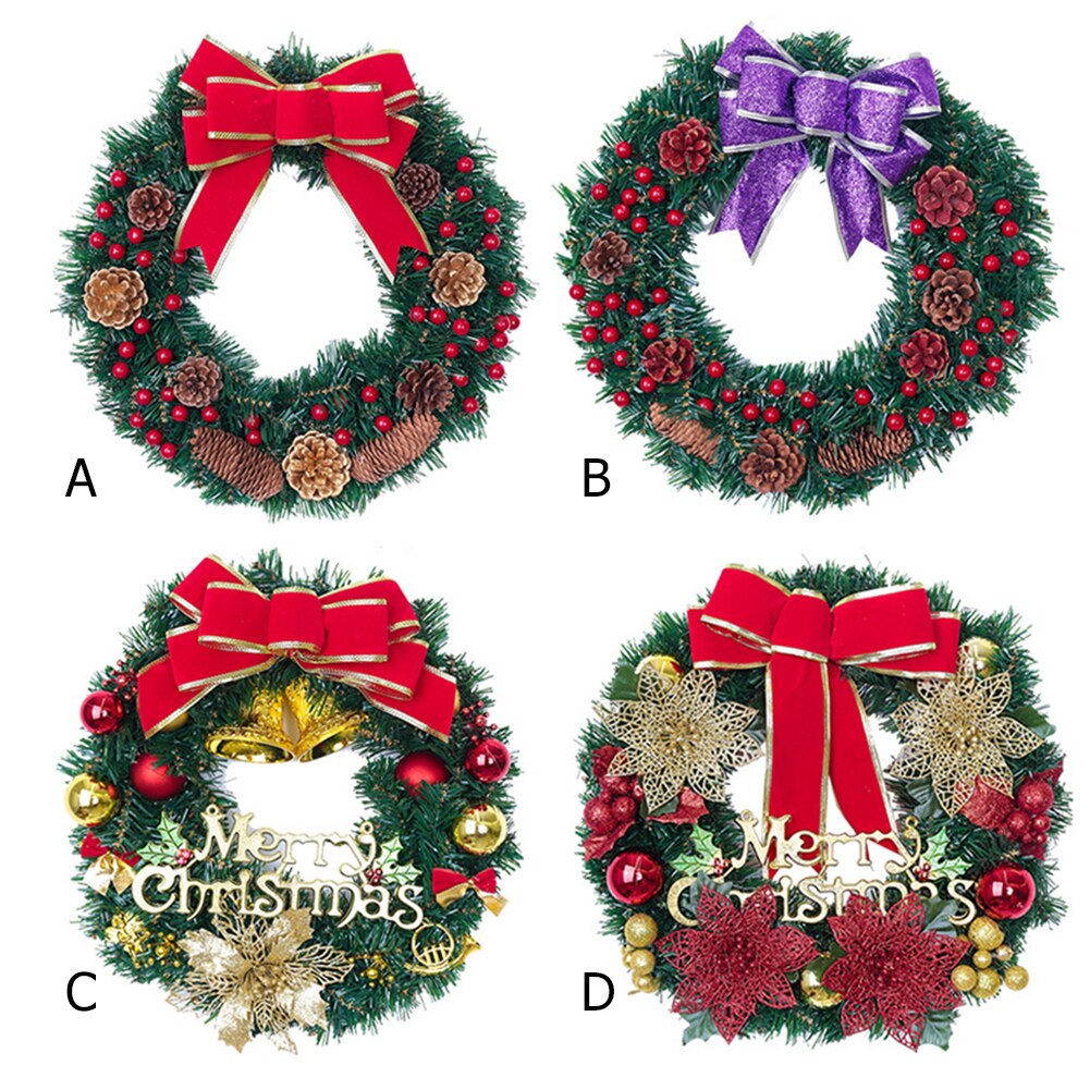 Couronne de noël en aiguilles de pin, cerceau floral pour porte de maison, ornement suspendu, décoration de mariage, bonne année