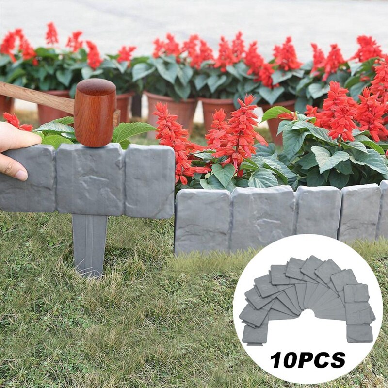 10Pc Imitatie Steen Hek Tuin Plastic Hek Pp Opvouwbare Splicing Hek Tuin Plant Decoratie Flowerbed Frame