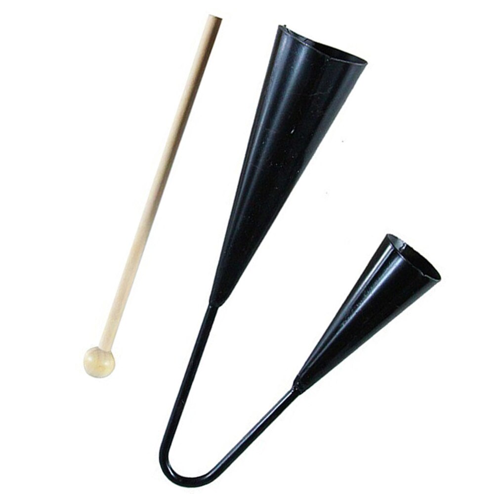 Agogo-campana de educación temprana para niños INSTRUMENTO DE batidor infantil de dos tonos Musical pequeño tradicional con palo de madera (negro): Black SH3