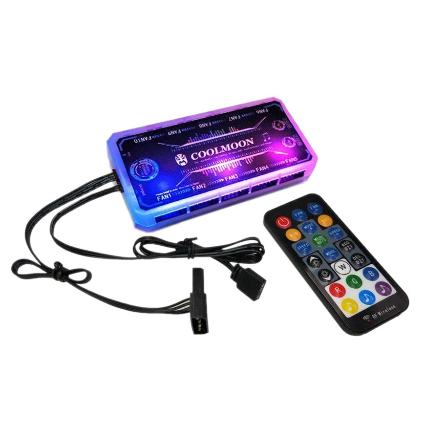 COOLMOON Remote RGB Lighting Music Controller Chassis Fan Desktop Computer Chassis Fan Controller RF Remote Control: Default Title