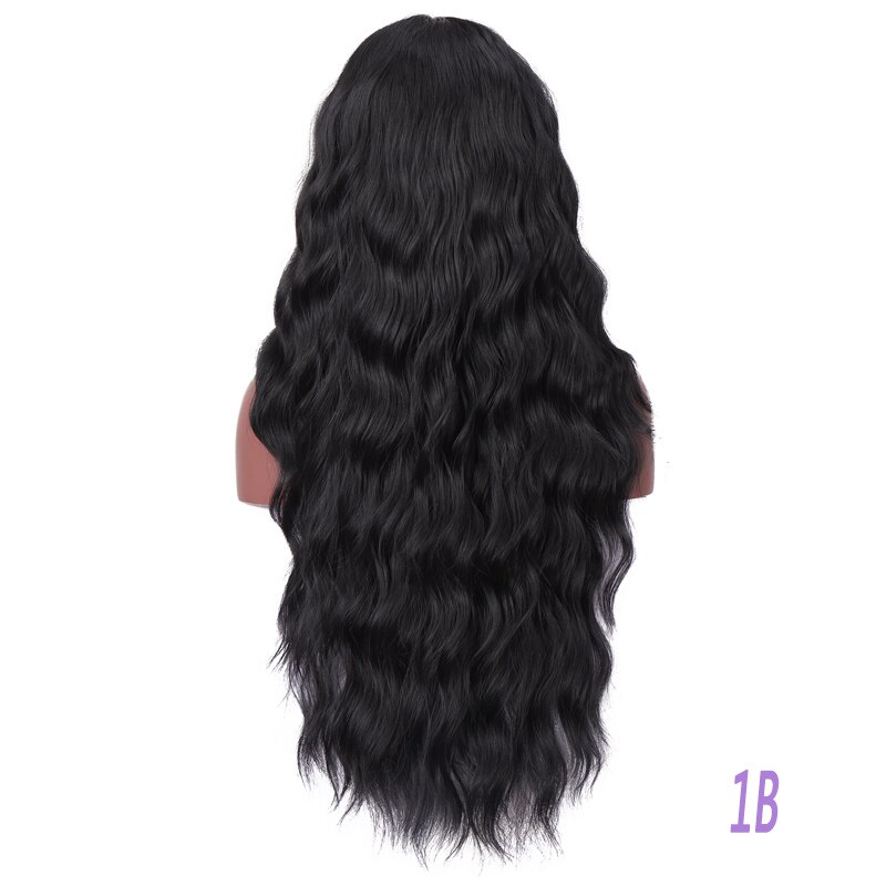 28 tommer deep wave blonde frontparykker til kvinder omber farve sort syntetisk hår limfri blonde parykker med naturlig hårlinje: #1b