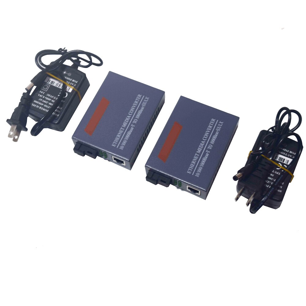 1 par htb-gs -03 a/ b gigabit fiberoptisk mediekonverter 1000 mbps single mode single fiber sc port 20km ekstern strømforsyning: Stor us-adapter