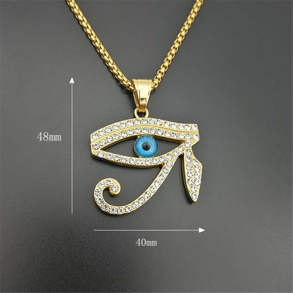 Oude Egypte Het Oog Van Horus Hanger Kettingen Voor Vrouwen En Mannen Gouden Kleur Rvs Ronde Sieraden: 60cm / Rose Goud Kleur