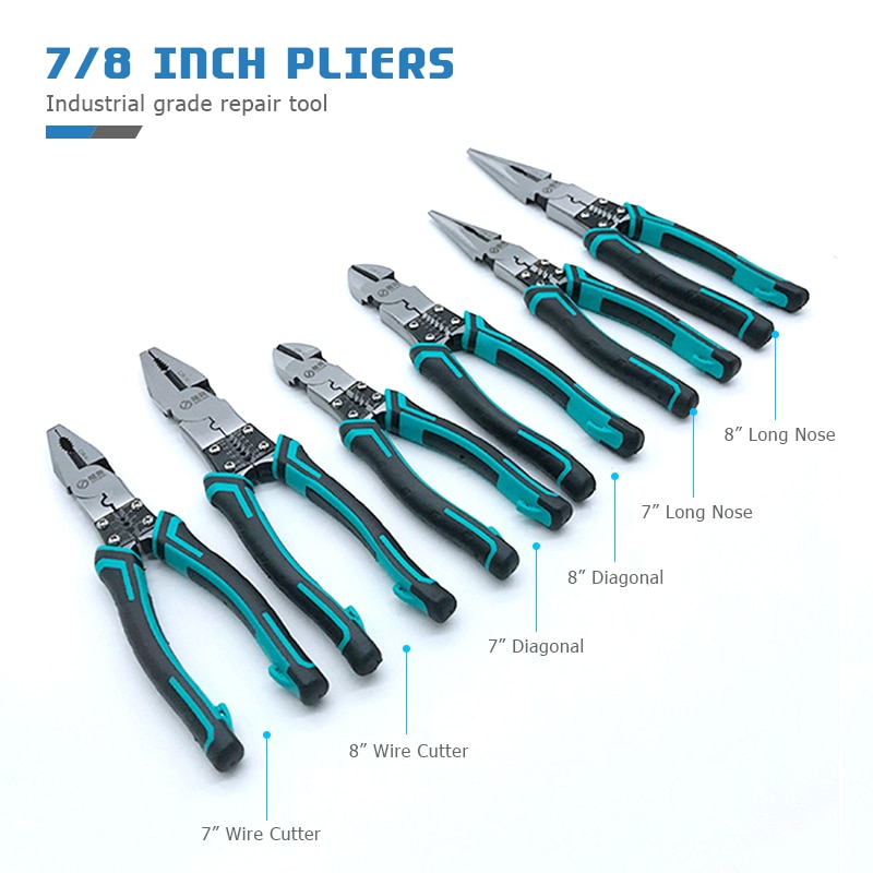 REIZ Wire Stripping Pliers 7 8 Inch Cutter Crimping Tool Long Nose Diagonal Multitool Cable Cutting Stripping Repair Hand Tools