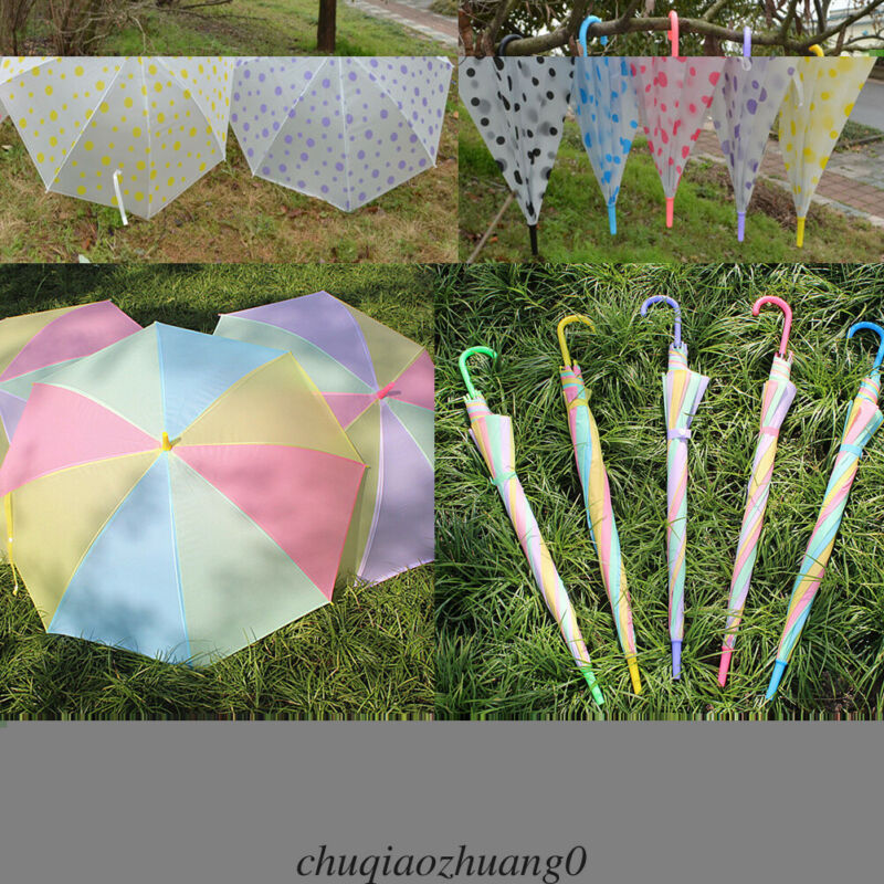 Mode Vrouwen Kleurrijke Regenboog Paraplu + Transparante Kleine Clear Regen Zon Uv Parasol PVC Dome Wedding Party Paraplu