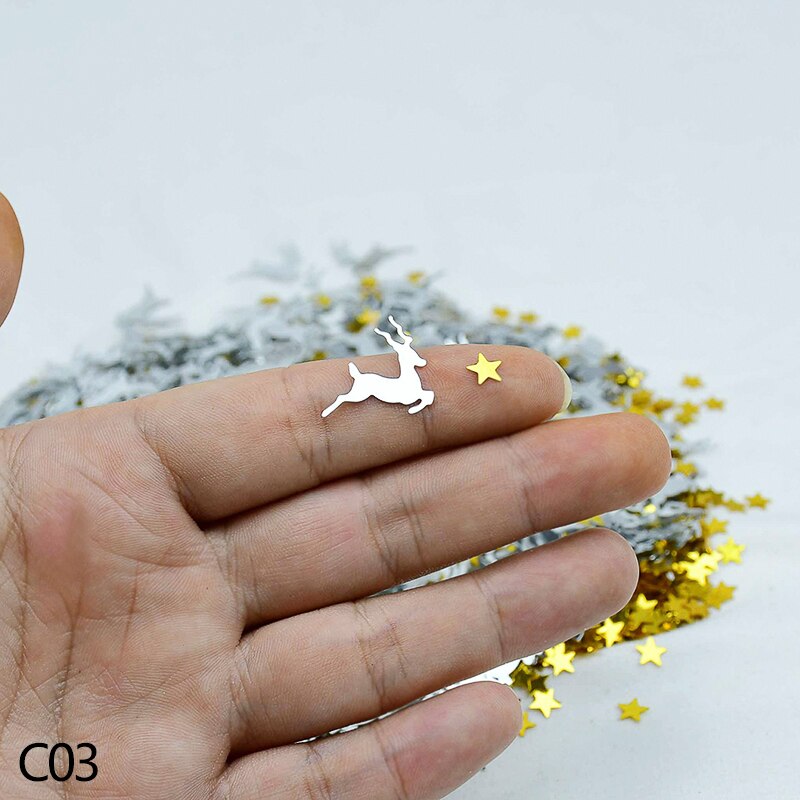 30g Christmas Confetti Artificial Snowflake Sequin Sant Claus Tree Snowman Confetti Year Table Decor Wedding Throwing: C03 deer star