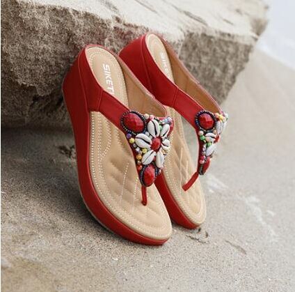 SIKETU brand beach seaside Bohemia Beaded slope and large Sandal