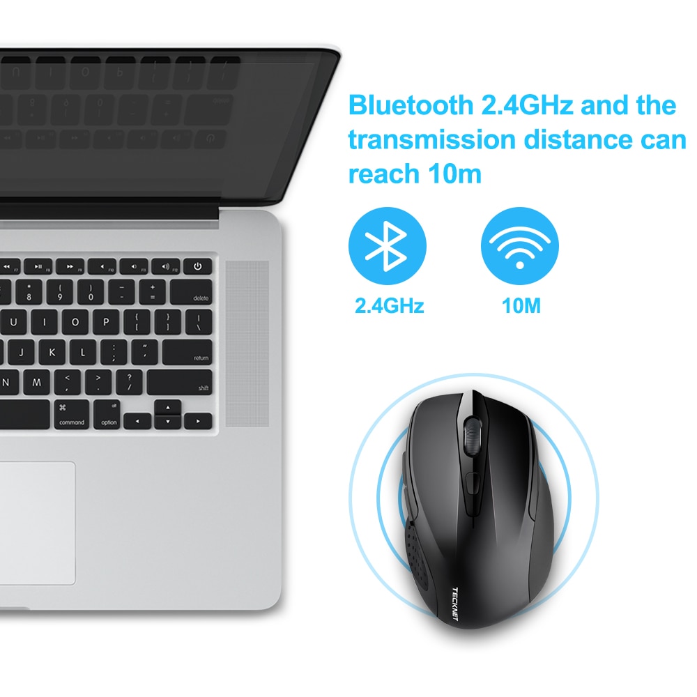 Tecknet Draadloze Muis Computer Bluetooth Muis Pc Mause Ergonomische Muis 2.4Ghz Usb Optische Muizen Voor Laptop Pc
