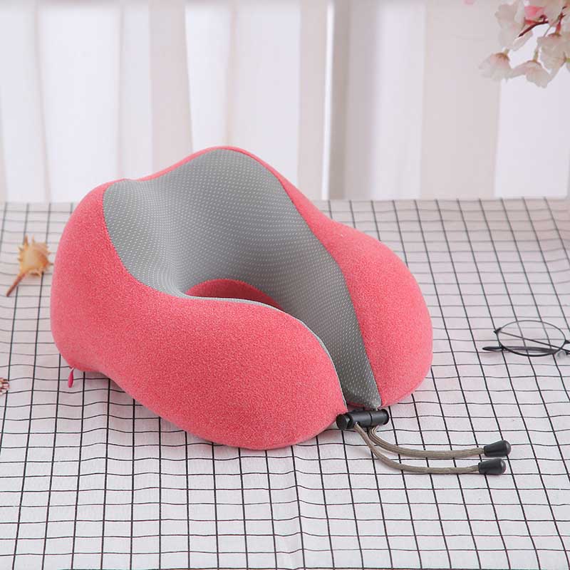 Almohada con relleno de espuma viscoelástica para el cuello, cojín magnético en forma de U para viajes, oficina, almuerzo, Coche: Hot pink