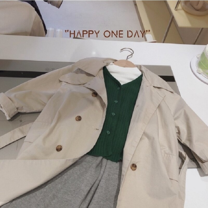 Mode Baby Meisje Jongen Katoen Geul Jas Lange Baby Peuter Windscherm Jas Lente Herfst Kind Stof Jas Kleding 2-7Y