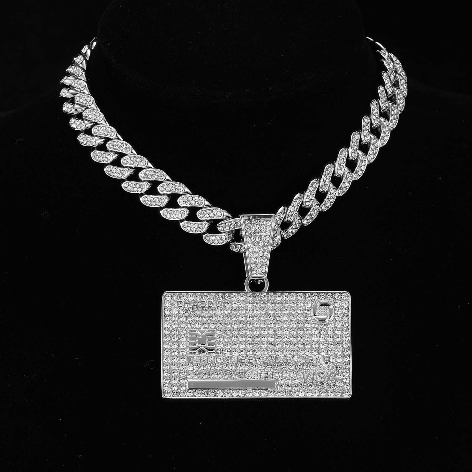 D & Z-colgante de tarjeta de crédito con diamantes de imitación de 13mm, cadena cubana de Miami, hip hop, collares ostentosos, joyería de para hombre