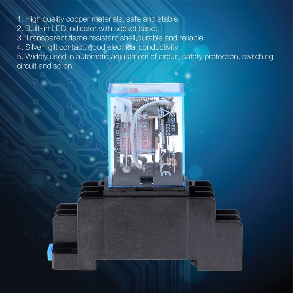 Ac 220V Coil Power Relay LY2NJ Dpdt 8 Pin PTF08A JQX-13F Met Socket Base Elektronische Micro Mini Elektromagnetische Module schakelaar