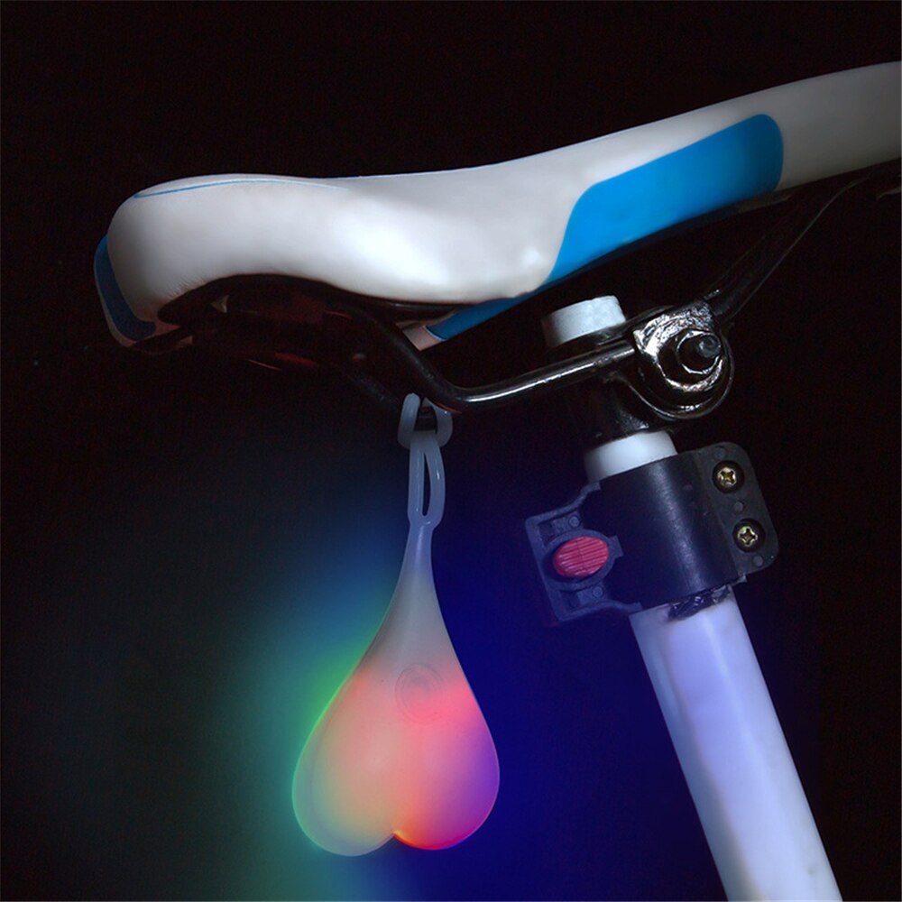 Bike Light Heart Shape Cycling Balls Tail Waterproof Silicone Bicycle Taillight Rear Lights Night Warning Led Seat Back Egg Lamp: Colorful