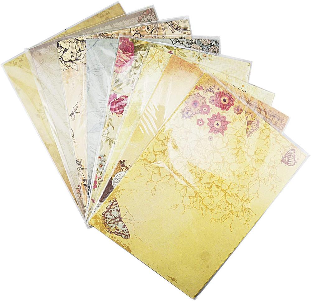 Papel de escritura Floral Vintage para escritura a mano, de flores surtidas, papel decorativo, Papel Kraft imprimible, 5 uds.