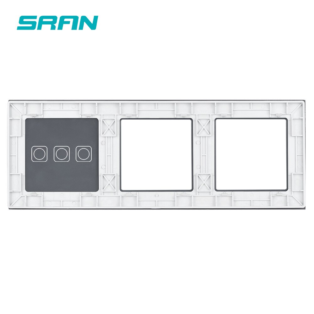 SRAN "F" series Blank panel 244mm*82mm white crystal tempered glass touch switch socket panel Combination module