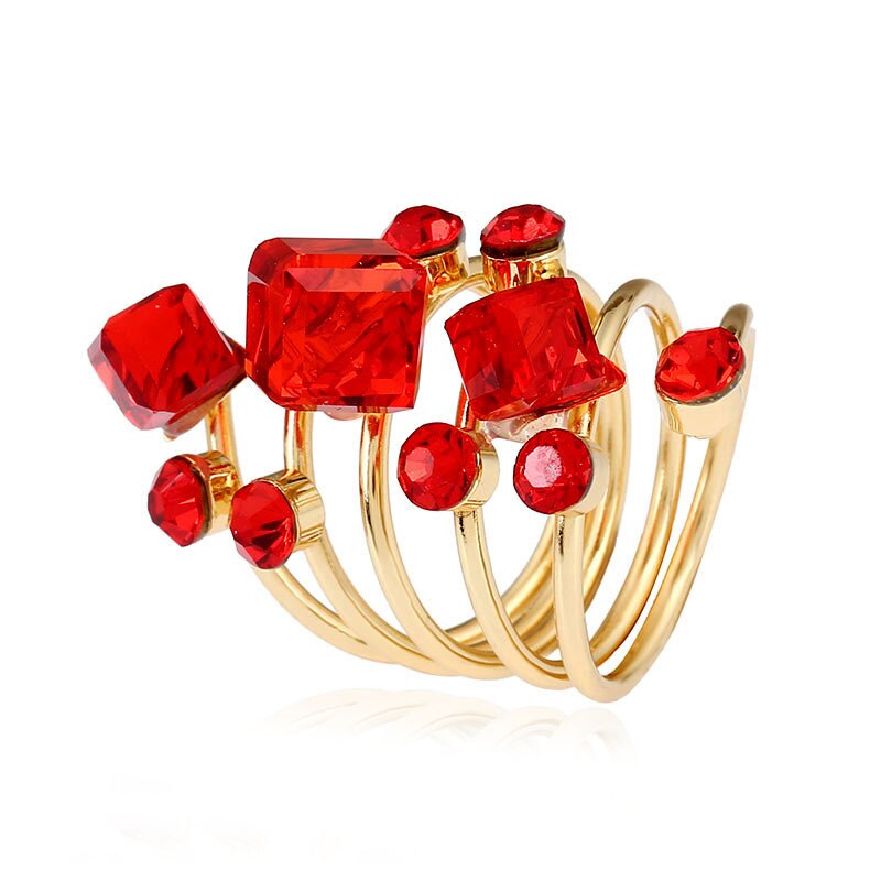 Strass Opening Punk Ringen Voor Vrouwen Verklaring Sieraden Vinger Ringen Voor Vrouwen Wedding Party Ring Sieraden: Red