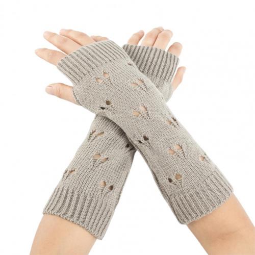 Paire de gants de poignet, 1 paire, cœur creux, résistant à l'usure, , Jacquard, cœur, sans doigts: Gris clair