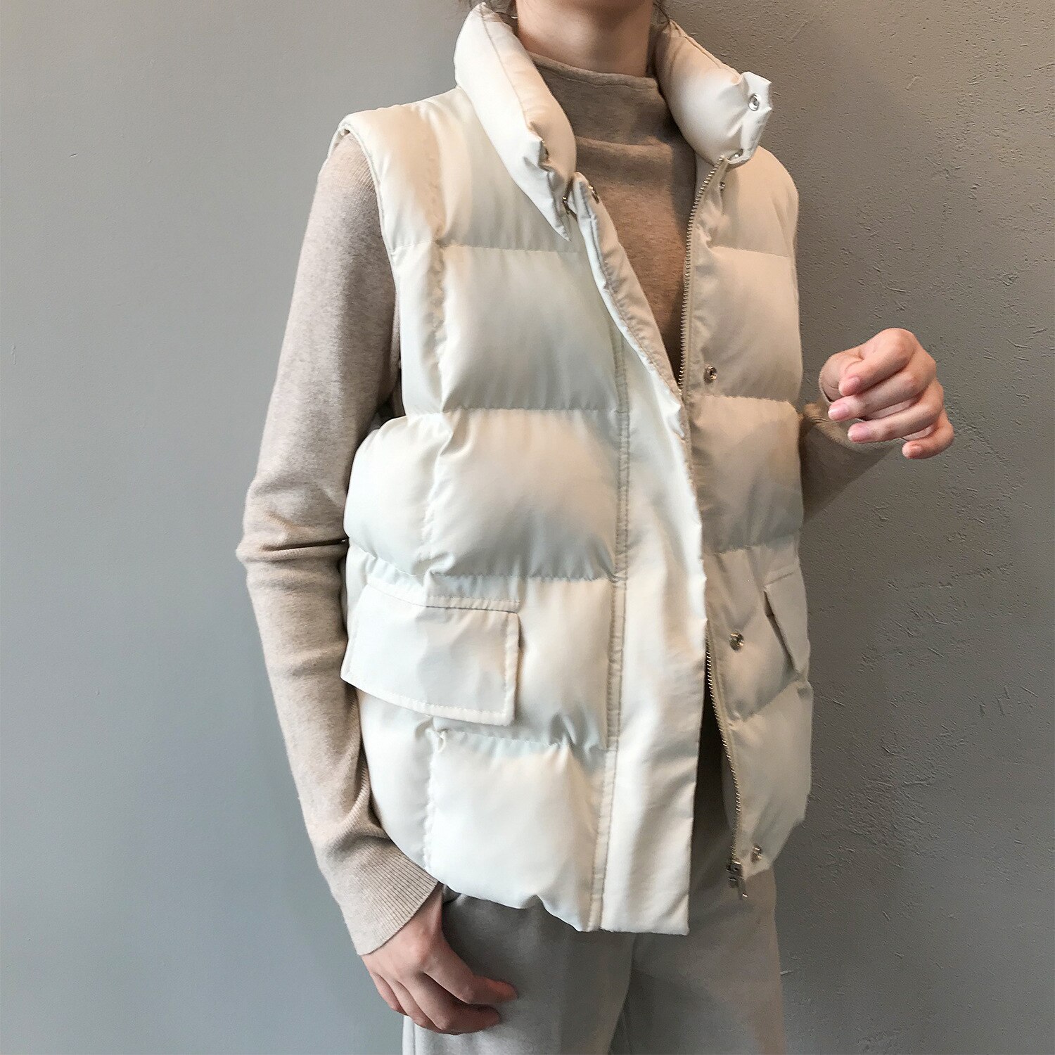 Kvinder vintervest frakkestativ krave kvinder chic bomuldsvest varme toppe vest chaleco mujer gilet casaco feminino
