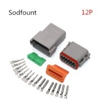 Kit de 10 conectores Deutsch DT 2/3/4/6/8/12 pines Kit de conector de cable eléctrico resistente al agua 22-16AWG motor/caja de cambios eléctrica resistente al agua: 12P