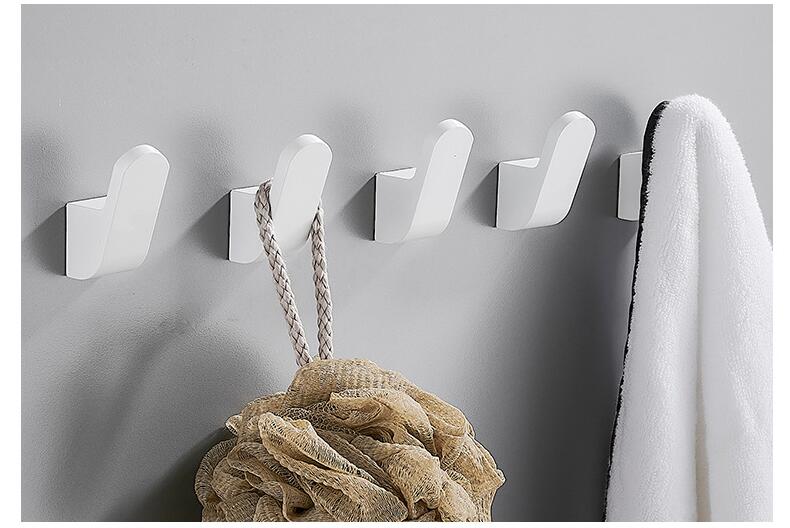Crochet mural en laiton brossé pour serviette de bain | Crochet noir/blanc pour Robe de cuisine, porte-chapeau pour clés, crochet à vêtements 5 couleurs: white