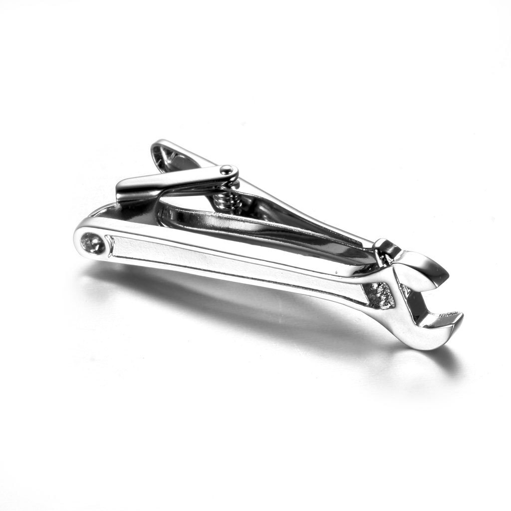 Neuheit Gold & Silber farbe Wrench Form Metall Krawatte Clip Halter Schließe Mens Bar Pin Plain
