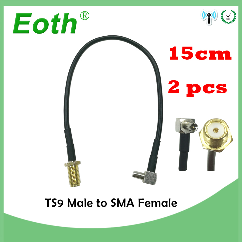 2 stücke 3G ZTE Modem kabel TS9 Männlichen gerade zu SMA stecker rechten winkel zopf RG178 15CM 6 "Adapter