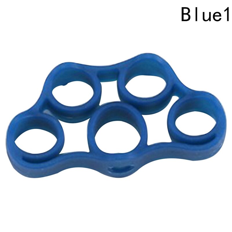 Hand Finger Strength Exerciser Trainer Strengthener Grip Resistance Band Silicone Rubber Material: Deep Blue