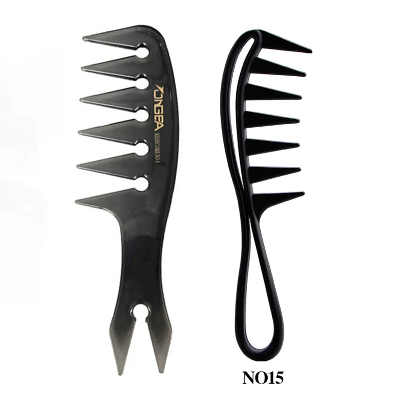 Peine de peluquería para hombres cepillo de pelo de diente ancho peines de peinado herramientas de peinado de barbería: Plata