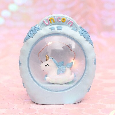 Unicorn baby sleep night light cute star Lamp girl heart bedroom romantic table lamp home decor luminous toys: Yellow