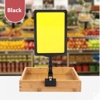5 Pcs A5 Pop Adjustable Plastic Sign Holder Clip-on Style Rotating Price Label Tag Merchandise Sign Display Clip Holder: Black