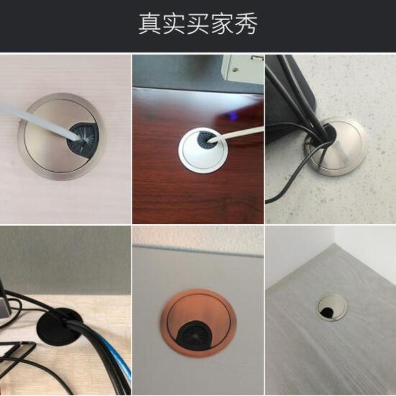 Zinc Alloy Cable Hole Cover Desk Cord Grommet Cable Pass Through Organizer 50/53/60mm Roun Line Holder Office desk accessories