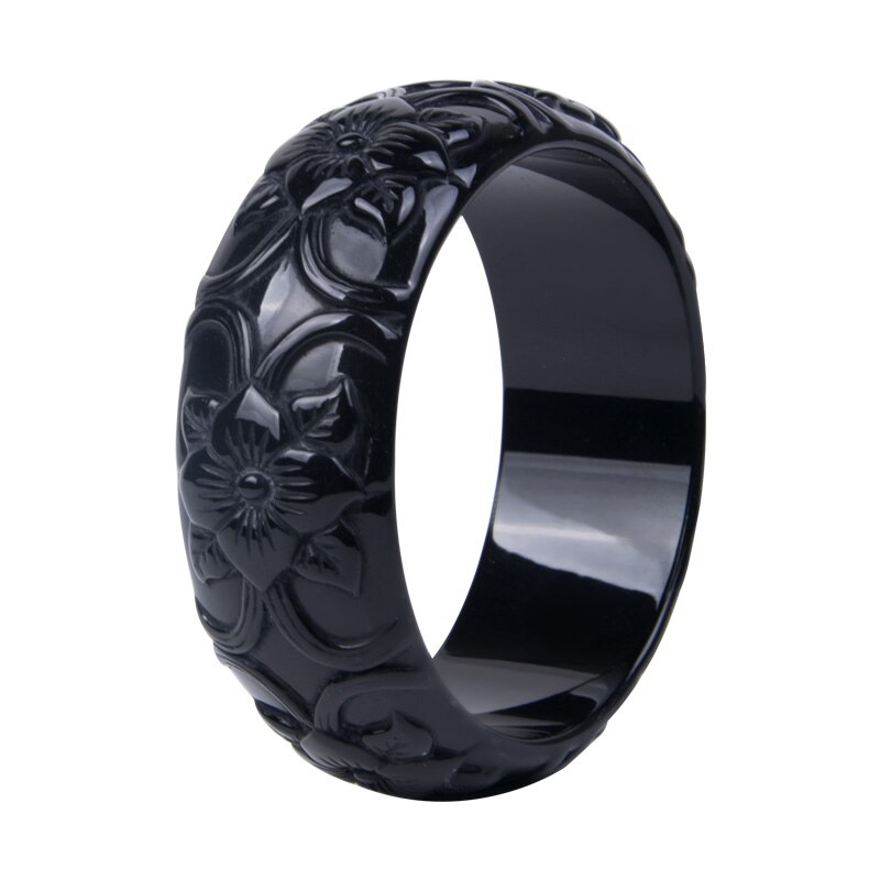 Klassieke Hars Manchet Gegraveerde Bloemen Armbanden Bangles Voor Vrouwen Mode Brede Acryl Armband Vrouwelijke Charme Bruiloft Sieraden