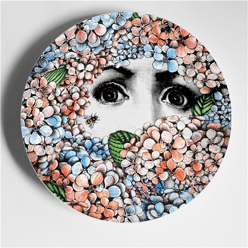 Wall Hanging Plates Multi-color Illustration Artistic Dishes Room/home/hotel Decortive Human Face Ceramic Craft: 2