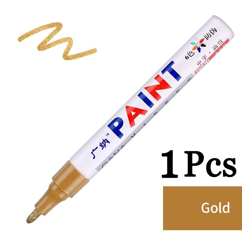 Rotuladores de pintura de colores permanentes, marcadores impermeables, pintura de tela de goma de rodadura de neumáticos, marcadores de pintura de metal de 12 colores, 1/6: Castaño