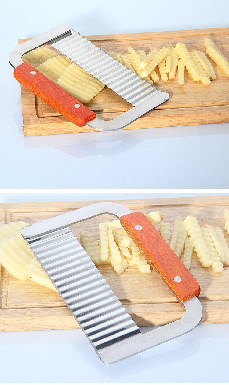 1PC Potato French Fry Cutter Stainless Steel Kitchen Serrated Blade Easy Slicing Banana Fruits Potato Wave Knife Chopper KX 157