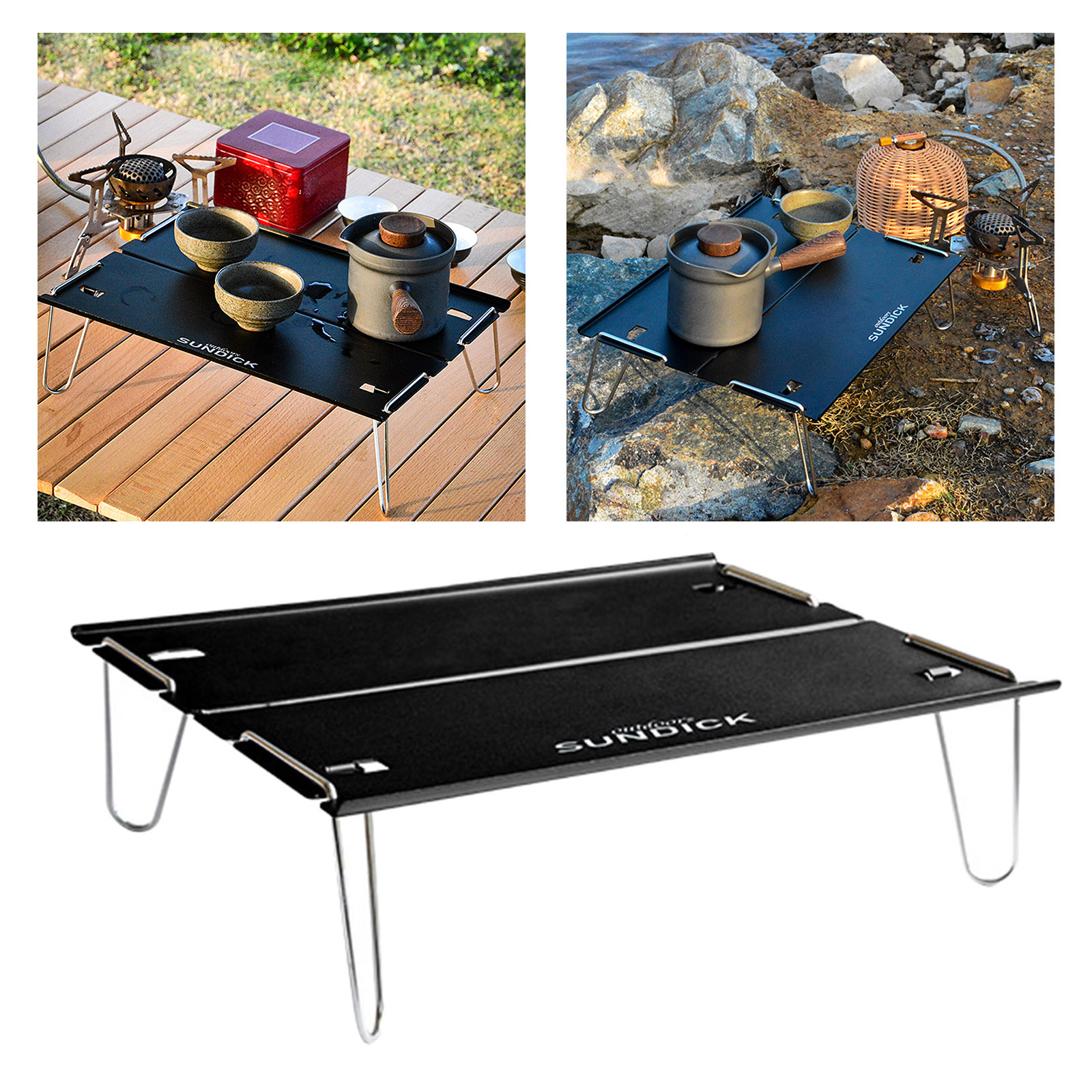 Outdoor Folding Table Camping Aluminium Alloy Picnic Table Waterproof Ultra-light Durable Foldable Table Desk: Black