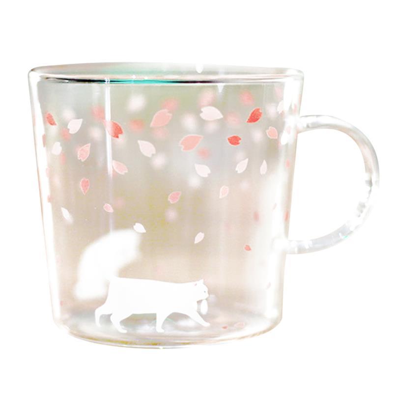 Söt tecknad kattdjur kanin innovativa ölglas värmebeständigt sakura glas te mugg kaffe kopp morgon mjölk juice glas: 2