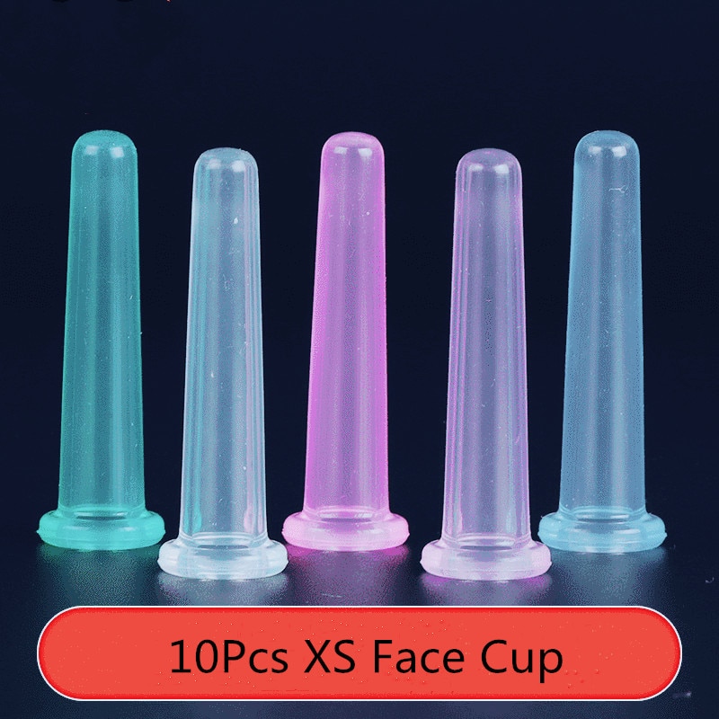 10Pcs Xs Cupping Cup Set Siliconen Vacuüm Gezicht Cupping Massage Zuignap Gezicht Body Massager Ontspannen Therapie