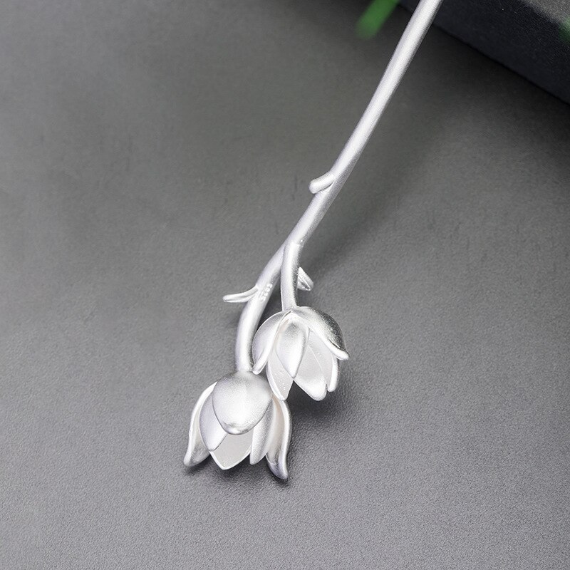 S925 Sterling Zilveren Antieke Hanfu Haaraccessoires Vrouwelijke Retro Lelie Van De Vallei Plaat Haarspeld Bloem Stap Schudden Sieraden Wh