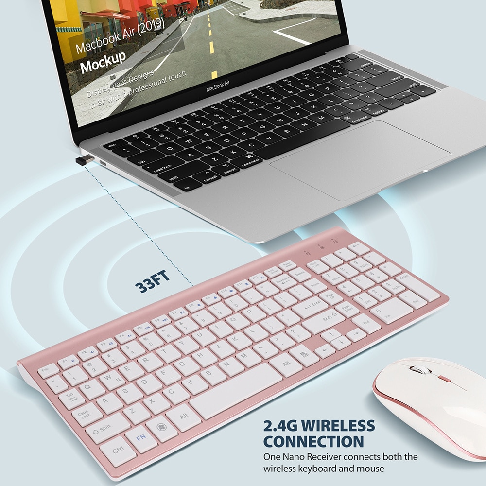 SeenDa Wireless Keyboard Mouse Combo 2.4G Keyboard Ultra-Thin Sleek for Windows Computer Desktop PC Notebook Laptop