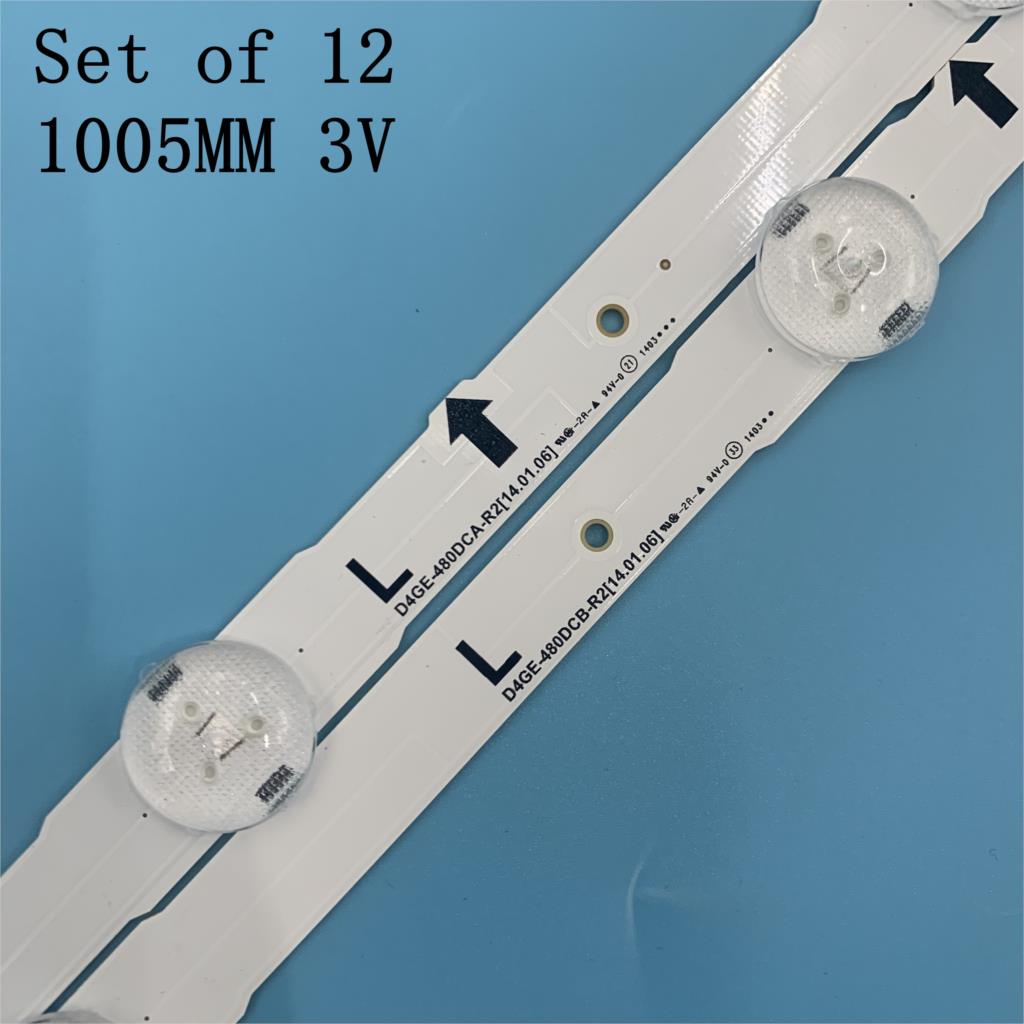Tira de luces LED de retroiluminación, accesorio para Samsung UE48H6400 UE48J5600 UE48J5600 UE48H5000 UE48H5500 UE48H6200AK D4GE-480DCA 480DCB-R3, 12 unids/set/juego