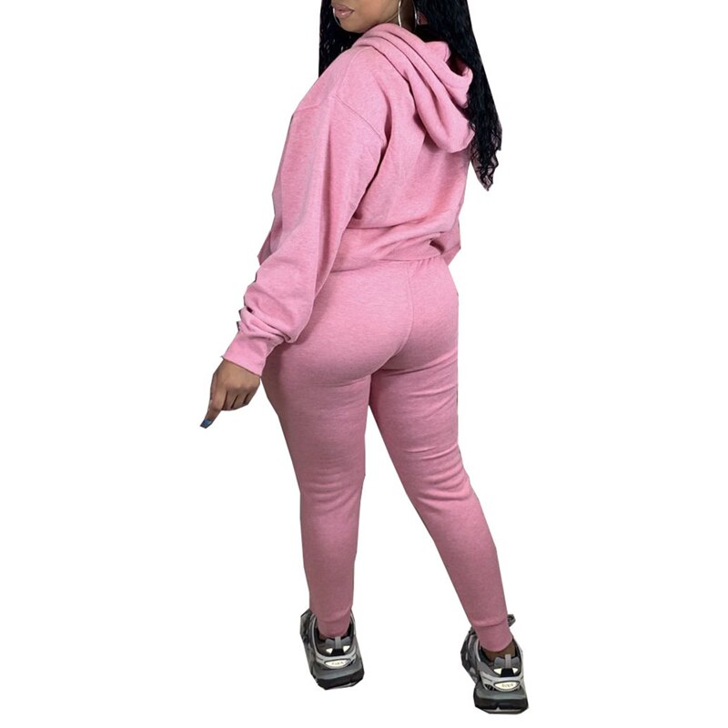 Ensemble de survêtement 2 pièces pour femme, sweat-shirt à manches longues, couleur unie, sweat à capuche + legging moulant, tenue de sport décontractée