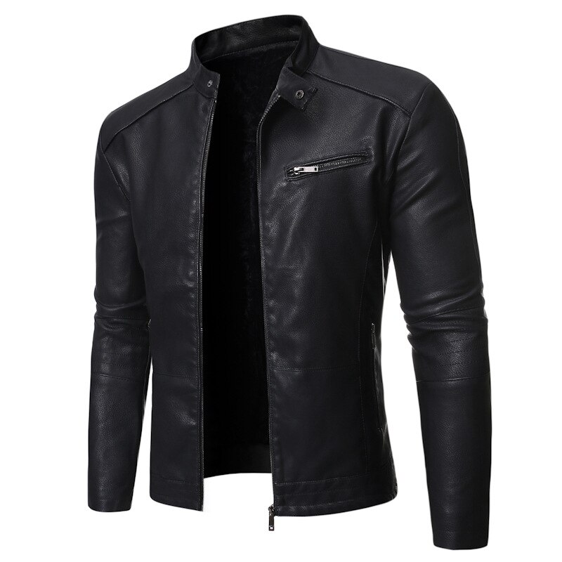 HEROBIKER Motorrad Jacke PU Leder retro Männer Persönlichkeit Winddicht Reit Jacke vier Jahreszeiten lässig Moto Jacke Chaqueta: 14JK41PY03-Schwarz / M