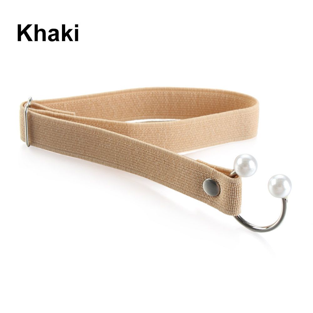 Correa elástica para zapatos de tacón alto para mujer, correa ajustable con perlas en forma de U, cordón elástico anticaída, accesorios para zapatos, 1 par: khaki