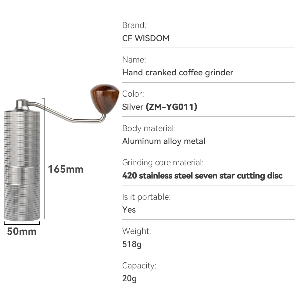 Justerbar kaffekvarn, kaffebönkvarn för espresso, manuell kaffekvarn, jul tacksägelse: Ljusgrå