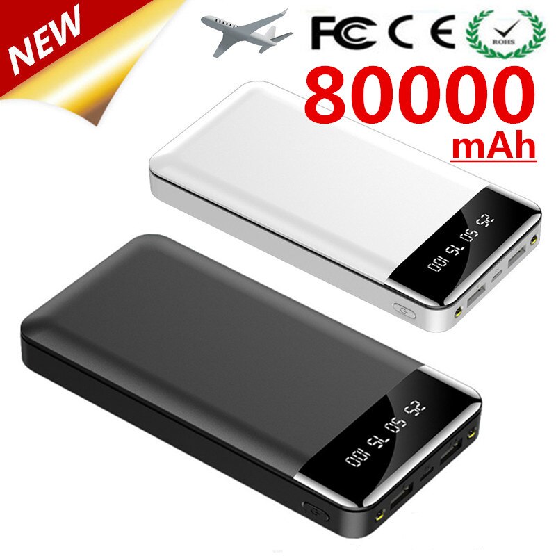 80000mah large capacity power bank portable digital display external battery charger power bank suitable for Xiaomi IPhone
