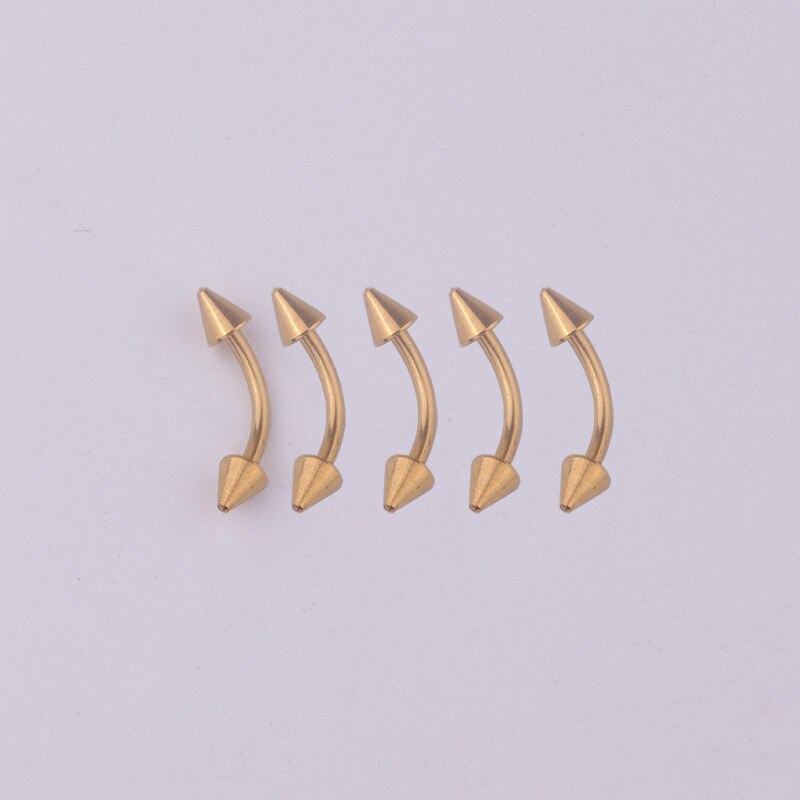 Lot de 5 Anneaux Sourcil - Barbell Courbé Acier Chirurgical 16G - Bijoux de Corps: DorÃÂ© / Longueur de barre 10mm