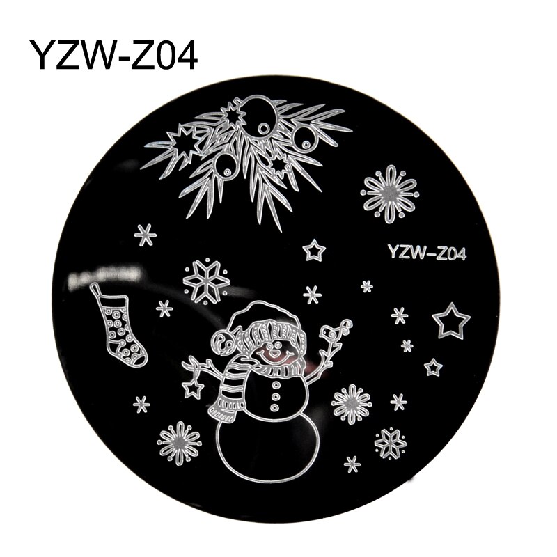 1 pc nail art stempelplaten nagellak print blad bloem dromenvanger sneeuwvlok kerst stempel schraper spons: Yzw -z04